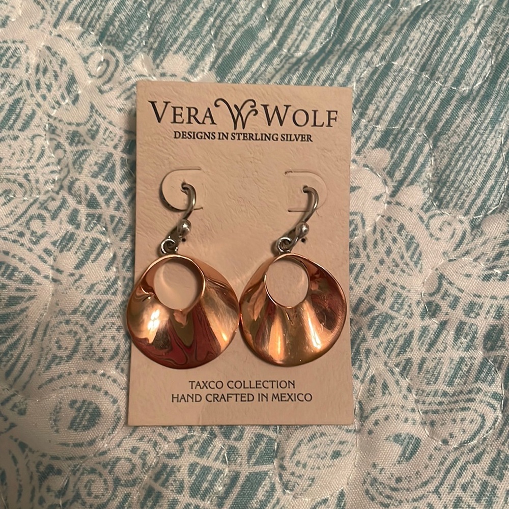 Vera Wolf Designs in Sterling Silver Bronze and Silver Dangling Earrings